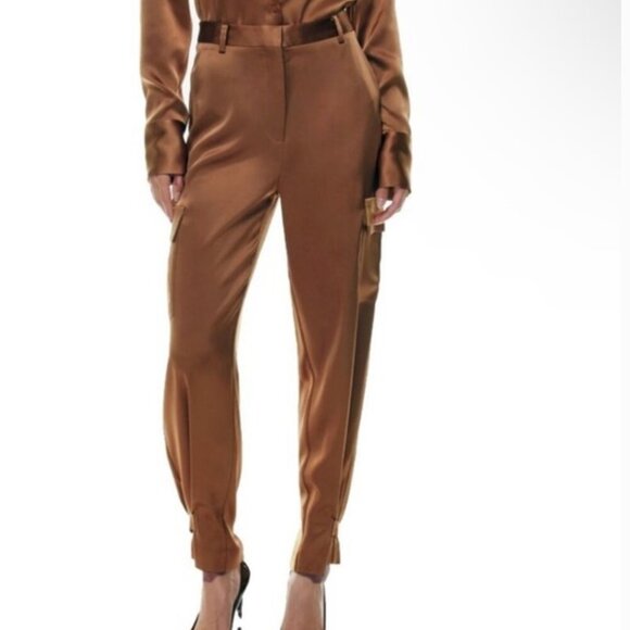 Babaton Pants - Babaton Refined Satin Cargo Pant in Copper Size 4